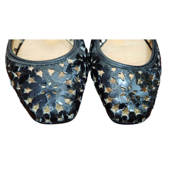Jimmy Choo Laser Cut Pointed Toe Flats Black Patent Leather Shoes Size 36.5 - Picture 3 of 12